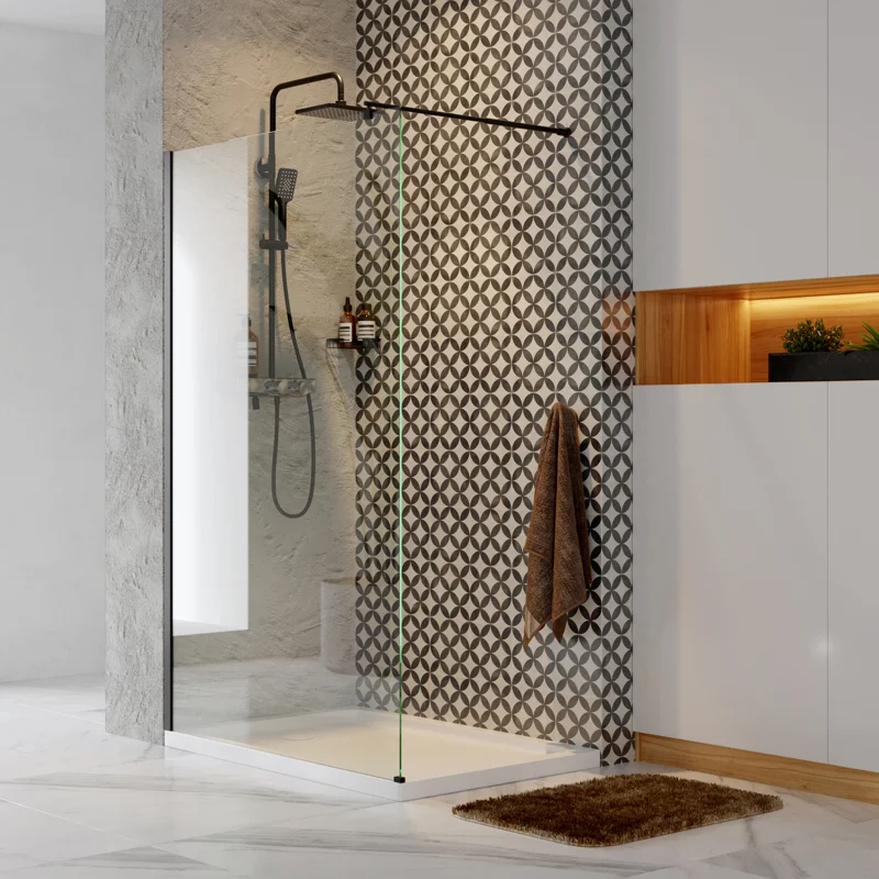 Душевая перегородка WasserKRAFT Abens 120 20W40 профиль Черный стекло прозрачное