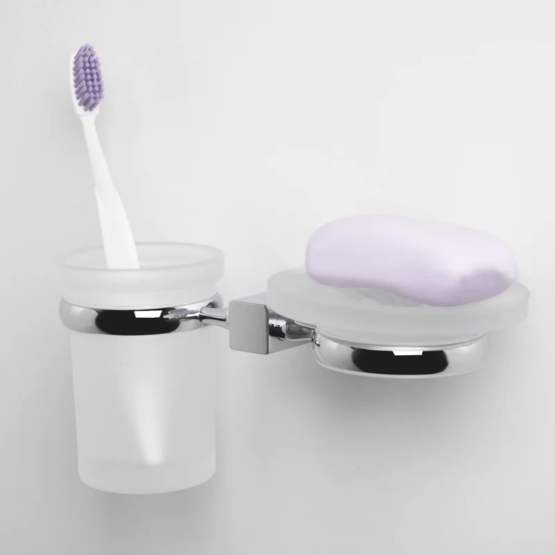 Стакан для зубных щеток с мыльницей WasserKRAFT Lippe K-6526 Хром