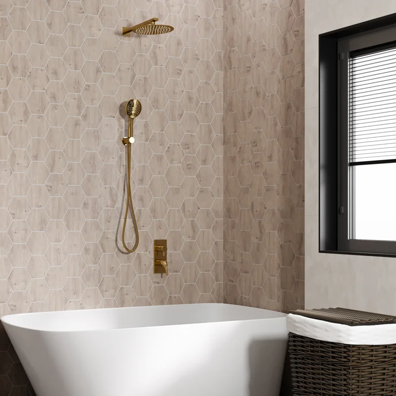 Смеситель скрытого монтажа WasserKRAFT 7171 для ванны и душа, глянцевое золото