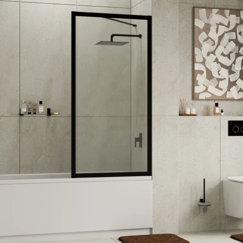 Шторка на ванну Wasserkraft Abens 20W01-80MB профиль черный матовый, стекло прозрачное