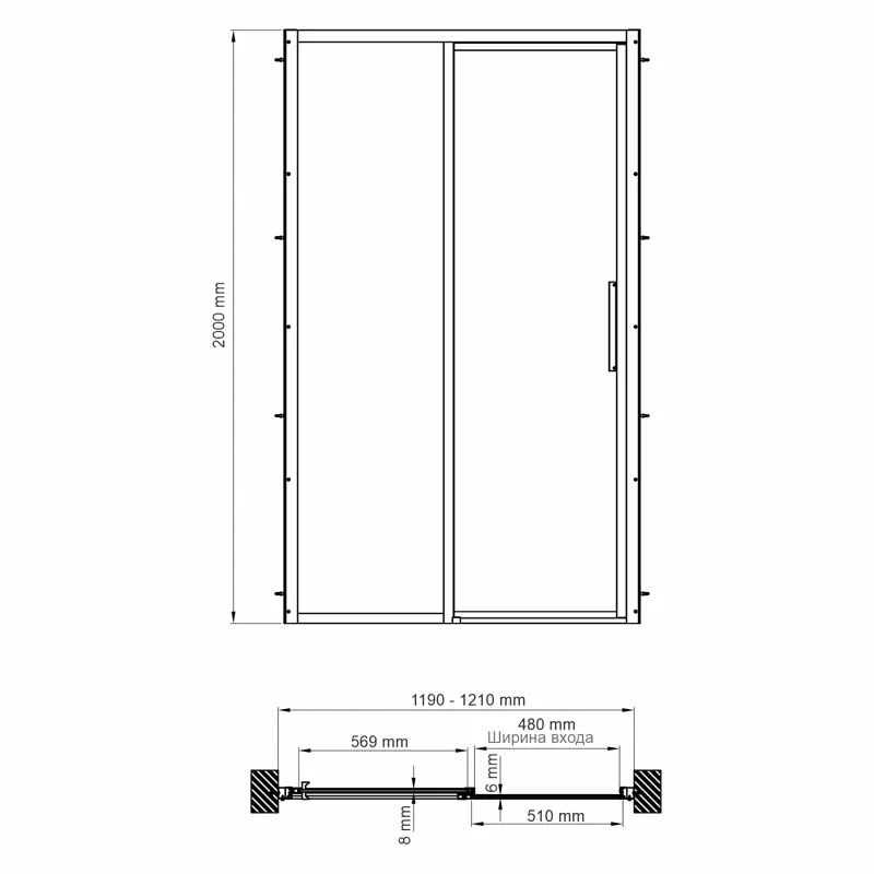 Душевая дверь WasserKRAFT Lopau 120 32S05L профиль Хром стекло прозрачное
