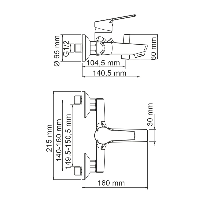Смеситель для ванны WasserKRAFT Rhin 4401 Хром
