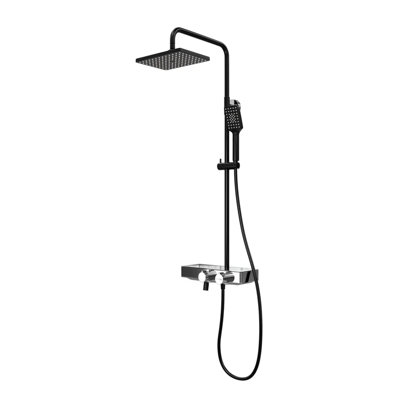 Душевая система WasserKRAFT Thermo A11401 с термостатом Черная матовая Хром