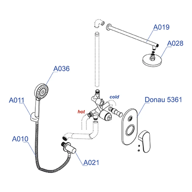 Душевая система WasserKRAFT A14028 Хром