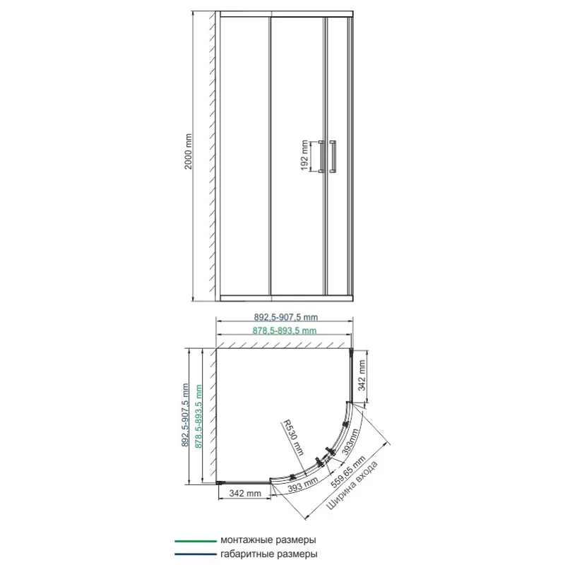 Душевой уголок WasserKRAFT Dill 90x90 61S01 профиль Черный матовый стекло прозрачное