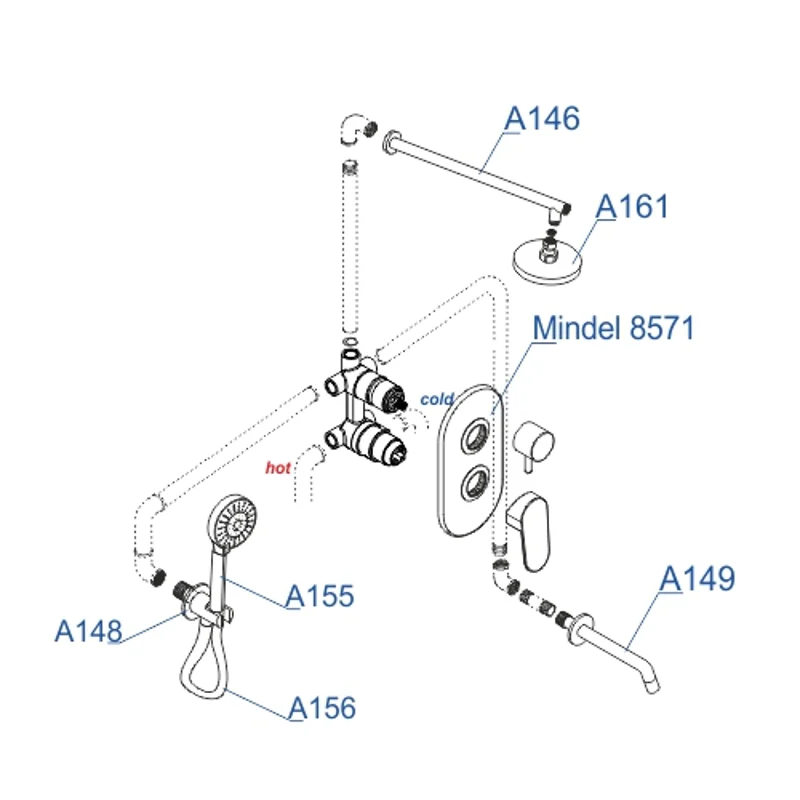 Душевая система WasserKRAFT А85161 Белая матовая