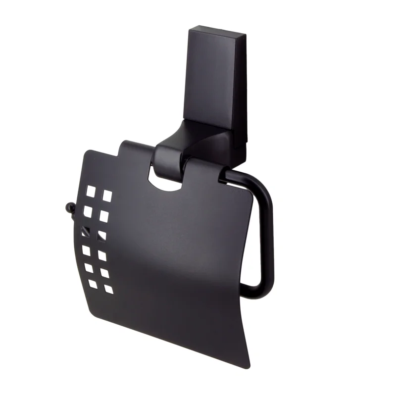 Держатель для туалетной бумаги WasserKRAFT Abens K-3225 с крышкой Черный матовый