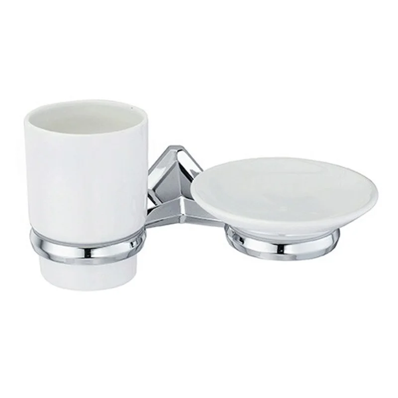 Стакан для зубных щеток с мыльницей WasserKRAFT Aller K-1126C Хром