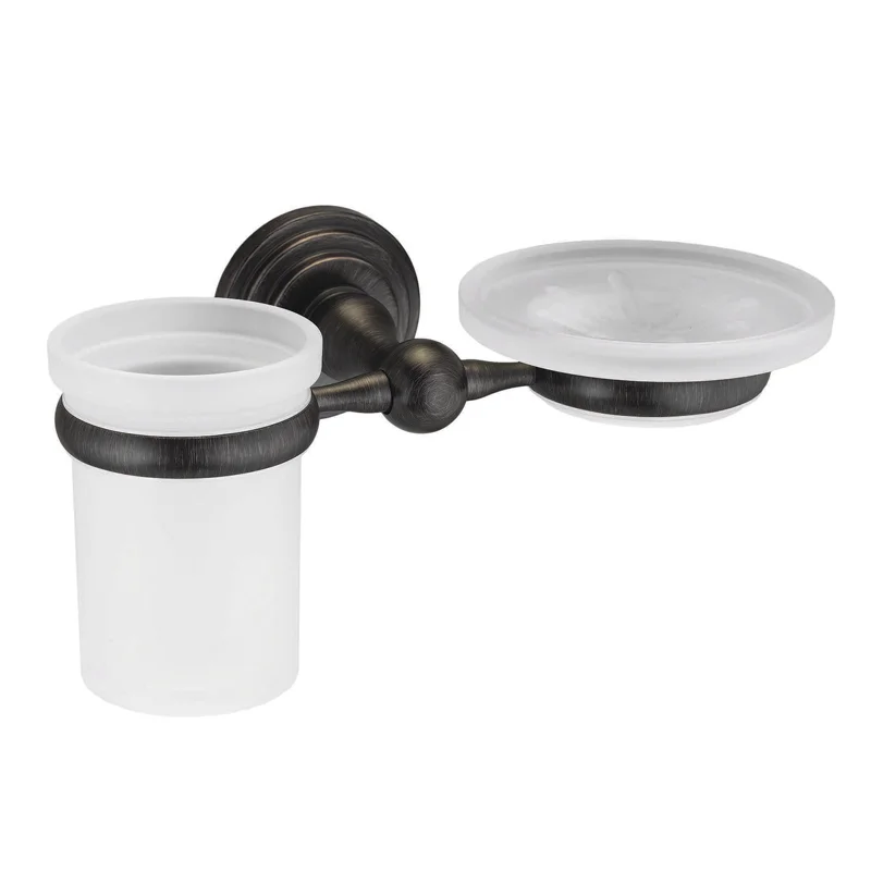 Стакан для зубных щеток с мыльницей WasserKRAFT Isar K-7326 Темная бронза