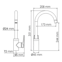 Смеситель для кухни WasserKRAFT Wiese 8407 Оружейная сталь