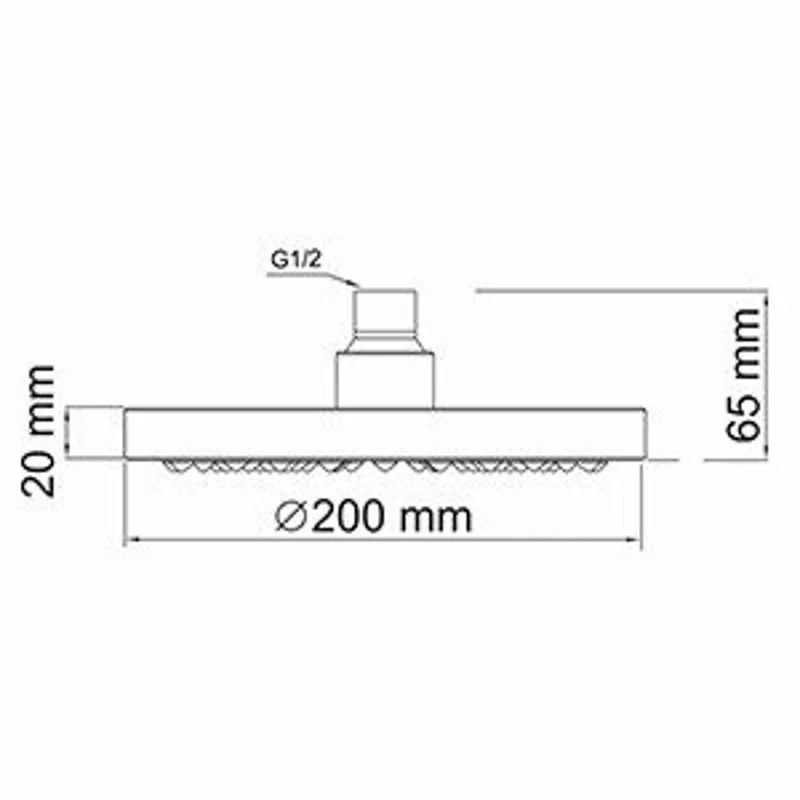 Верхний душ WasserKRAFT A020, 20 см, 1 режим струи, без держателя, хром