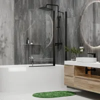 Шторка на ванну WasserKRAFT Berkel 110 48P02-110B профиль Черный стекло прозрачное