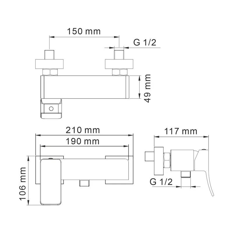 Смеситель WasserKRAFT Aller 10651 для душа, хром