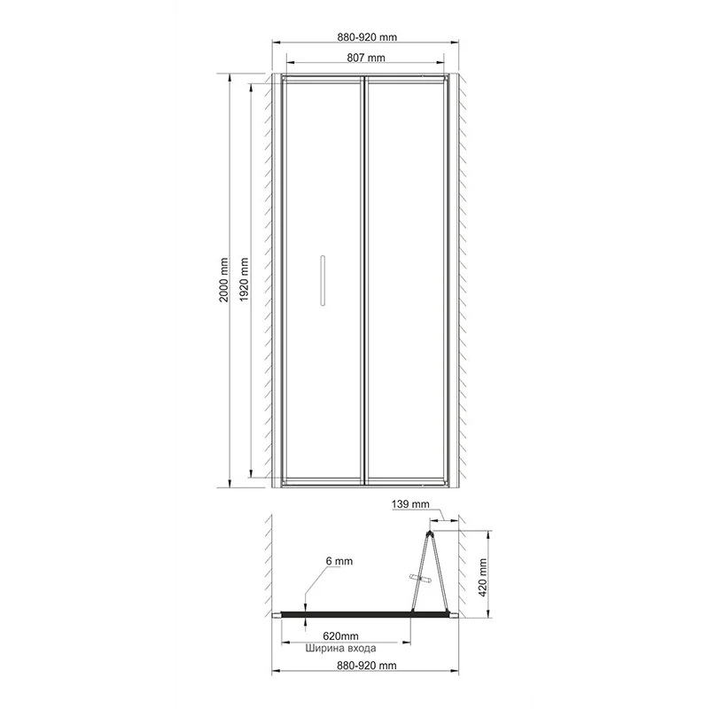 Душевая дверь WasserKRAFT Weser 90 78F04 профиль Хром стекло прозрачное