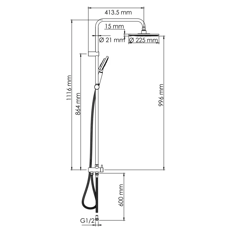 Душевой комплект, 112х53 см WasserKRAFT A039