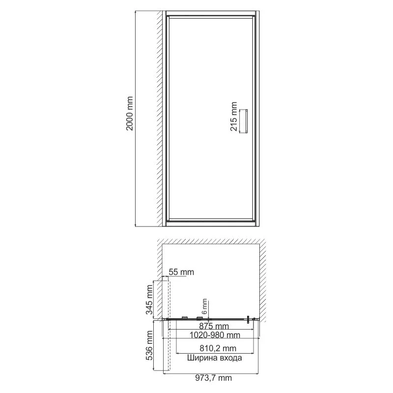 Душевая дверь WasserKRAFT Salm 100 27I12 профиль Хром стекло прозрачное