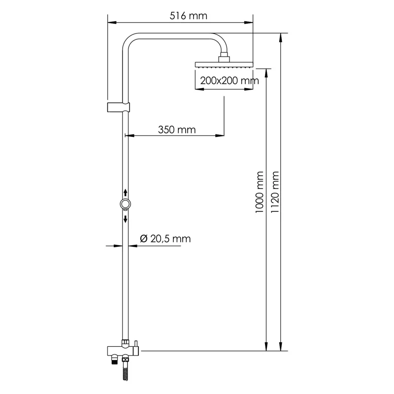 Душевой комплект, 112х51,6 см WasserKRAFT A040