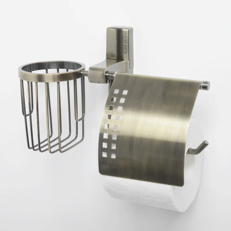 Держатель туалетной бумаги и освежителя воздуха WasserKRAFT Exter K-5259 с крышкой Бронза