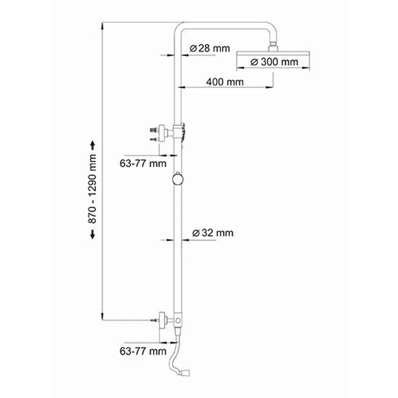 Душевой комплект, 87/129х62 см WasserKRAFT А026