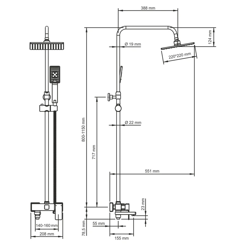 Душевая система WasserKRAFT A17701 Хром