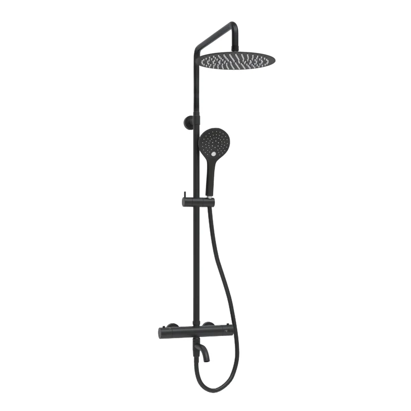 Душевая система WasserKRAFT A288.258.078.BM Thermo с термостатом Черная матовая