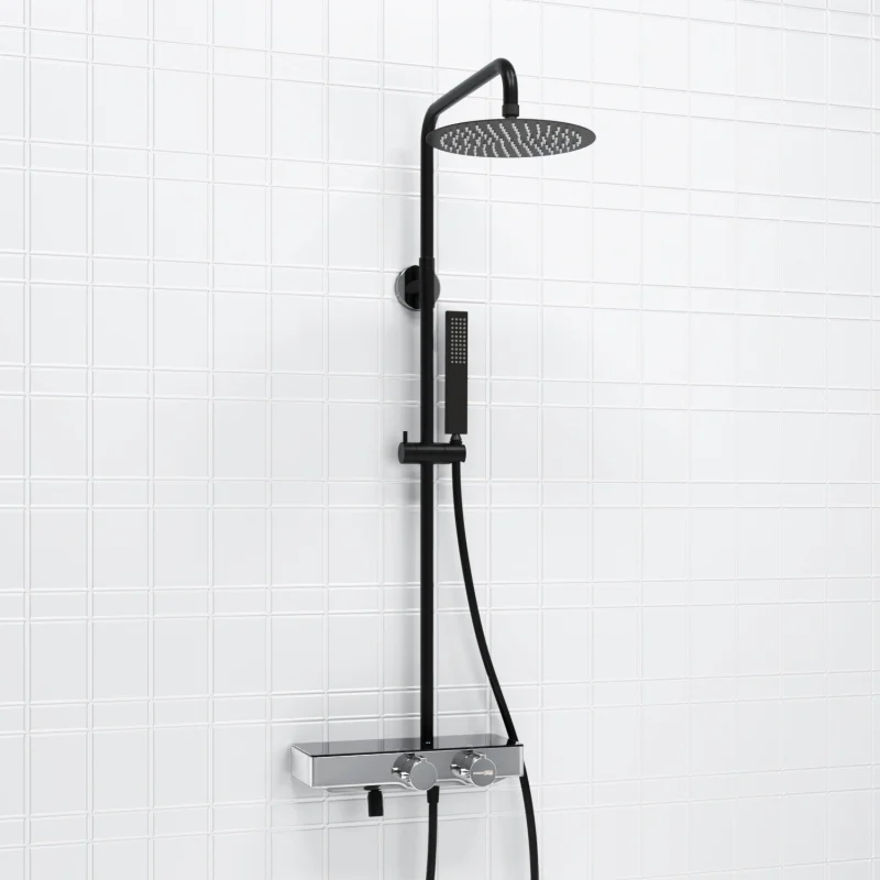 Душевая система WasserKRAFT A114.258.218.CB Thermo с термостатом Черная матовая