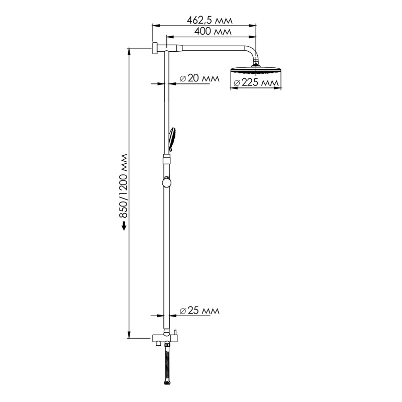 Душевой комплект, 85/120х57,5 см WasserKRAFT A066