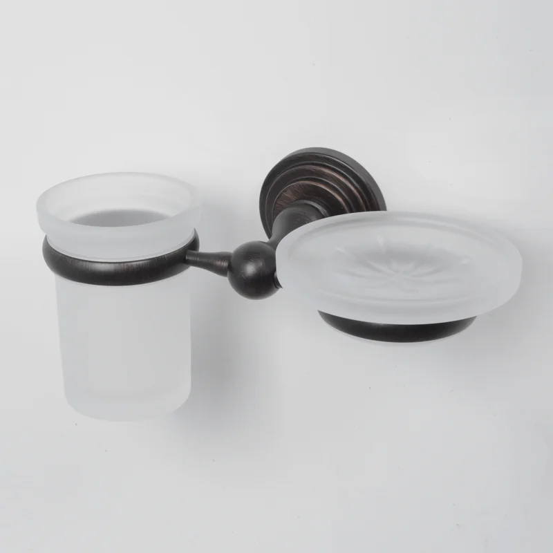 Стакан для зубных щеток с мыльницей WasserKRAFT Isar K-7326 Темная бронза