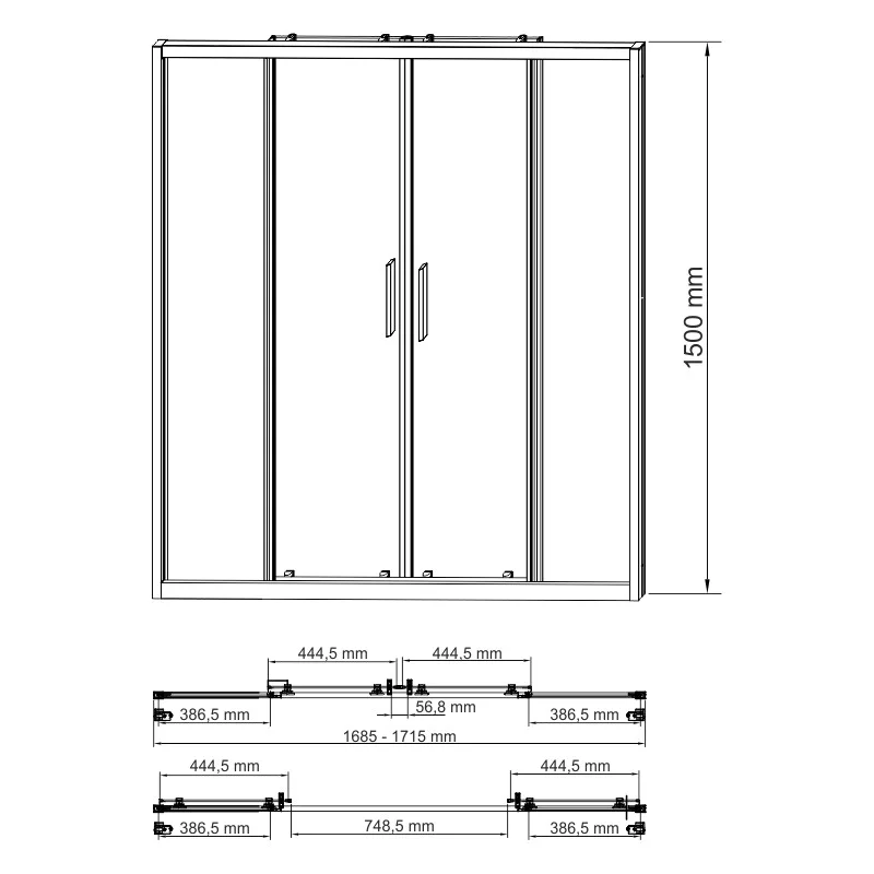 Шторка на ванну WasserKRAFT Lippe 45S02-170 профиль Хром стекло прозрачное