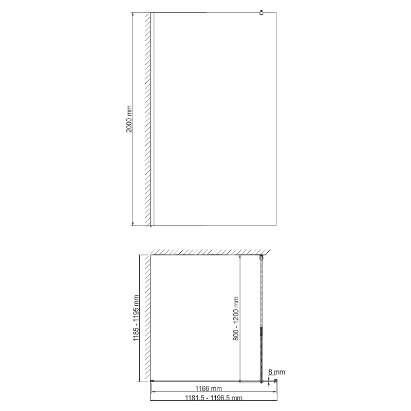 Душевая перегородка WasserKRAFT Abens 120 20W40 профиль Черный стекло прозрачное