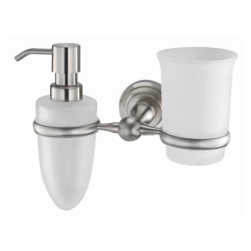 Дозатор для жидкого мыла WasserKRAFT Ammer K-7089 со стаканом для зубных щеток Хром матовый