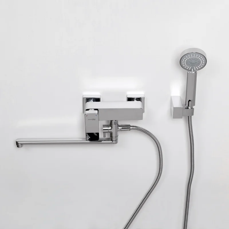 Смеситель WasserKRAFT Aller 1062L для ванны и душа с длинным поворотным изливом 35 см, лейкой и шлангом, хром