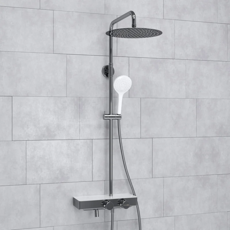 Душевая система WasserKRAFT A113.116.155.CH Thermo с термостатом Хром Белая