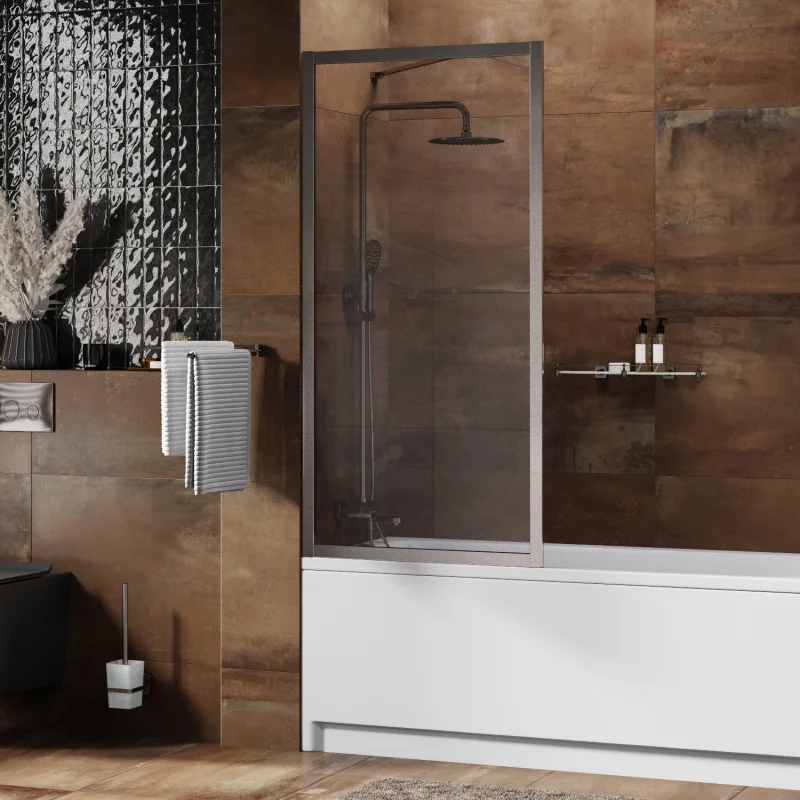 Шторка на ванну Wasserkraft Abens 20W01-80BN профиль никель, стекло прозрачное