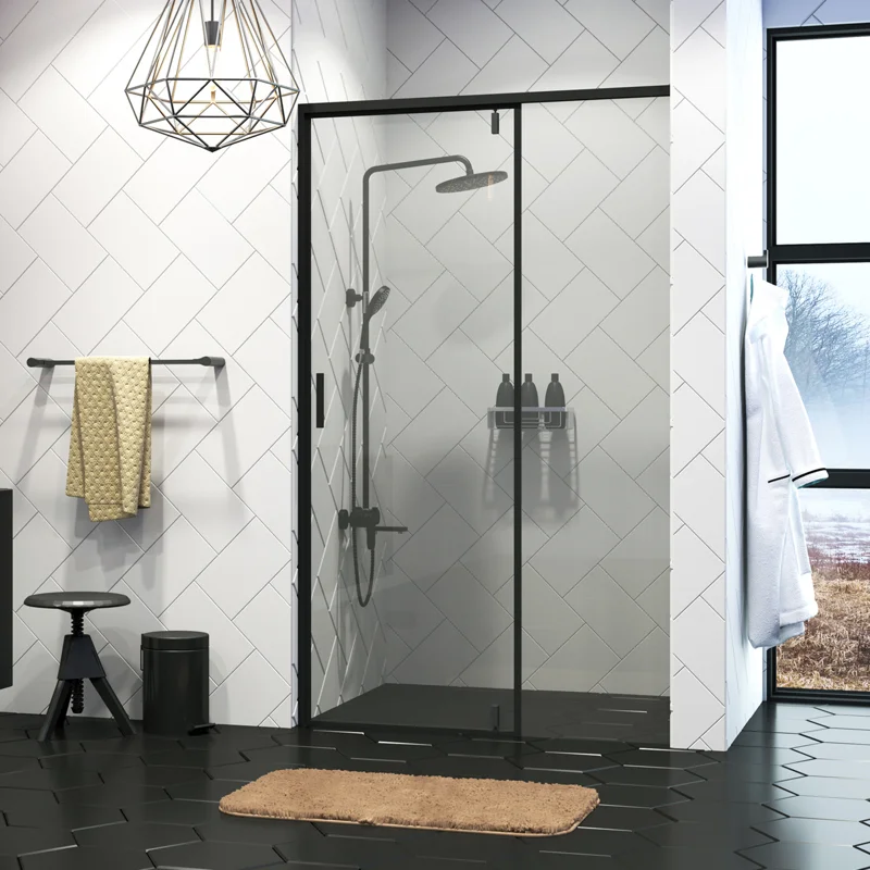 Душевая дверь WasserKRAFT Elbe 120 74P05 профиль Черный матовый стекло прозрачное