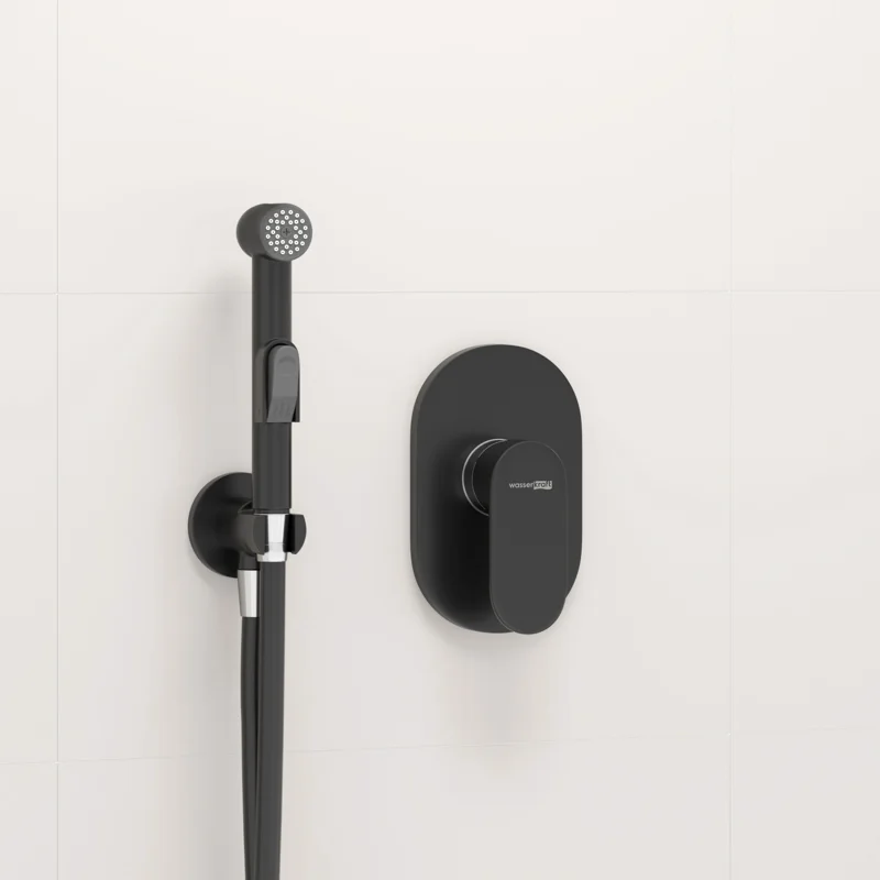 Гигиенический душ со смесителем WasserKRAFT Elbe A117451 Черный матовый