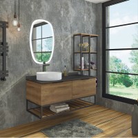 Тумба с раковиной Comforty Порто 00-00000828, 120 см, подвесная, цвет дуб темно-коричневый