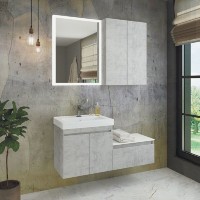 Тумба с раковиной Comforty Осло, 60 см, бетон светлый, 00-00000835 (00-00000835CF)