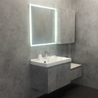 Тумба Comforty Осло, 80 см, бетон светлый с раковиной Fest, 00-00000836 (00-00000836CF)
