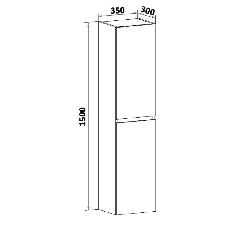 Шкаф-колонна Runo Манхэттен 35, правый, подвесной, серый/бетон, 00-00001020