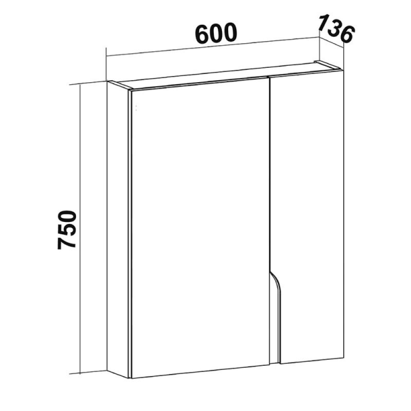 Зеркальный шкаф Runo Стокгольм 60, с подсветкой, белый, 00-00001126
