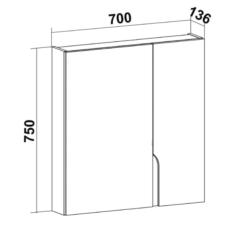 Зеркальный шкаф Runo Стокгольм 70, с подсветкой, белый, 00-00001127