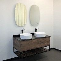 Тумба с раковиной Comfortу Порто 00-00001287, 120 см, подвесная, 2 раковины, цвет дуб темно-коричневый