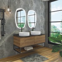 Тумба с раковиной Comfortу Порто 00-00001287, 120 см, подвесная, 2 раковины, цвет дуб темно-коричневый