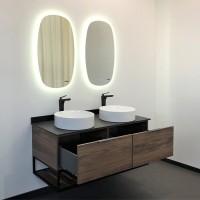 Тумба с раковиной Comfortу Порто 00-00001287, 120 см, подвесная, 2 раковины, цвет дуб темно-коричневый