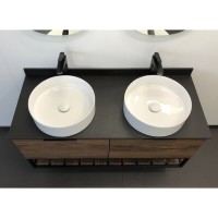 Тумба с раковиной Comfortу Порто 00-00001287, 120 см, подвесная, 2 раковины, цвет дуб темно-коричневый