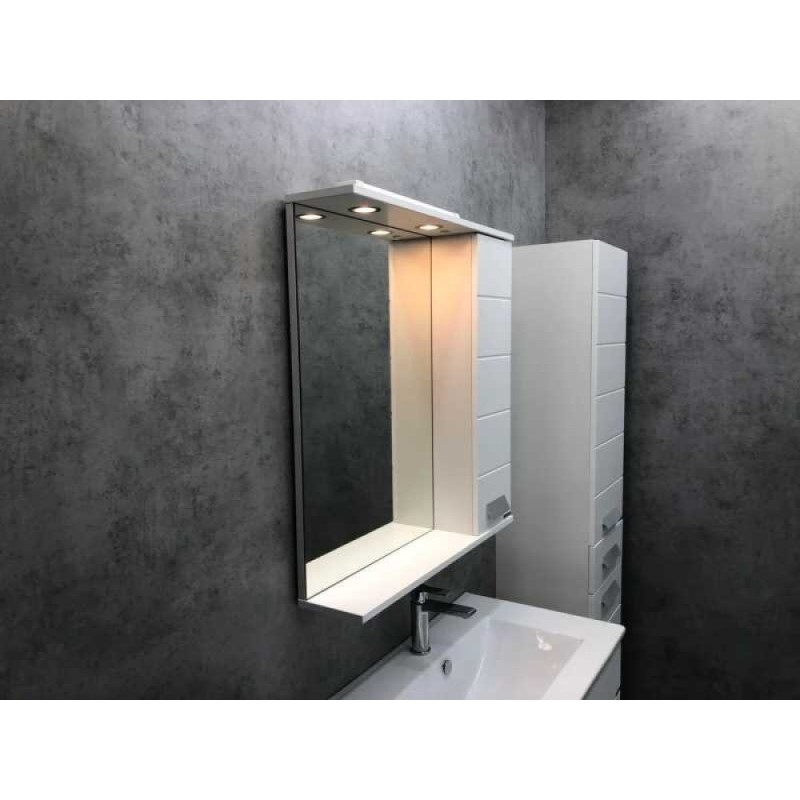 Зеркальный шкаф Comfortу Модена, 75 см, с подсветкой, белый матовый, 00-00001640 (00-00001640CF)