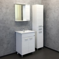 Тумба с раковиной Comfortу Модена, 60 см, напольная, белый матовый, раковина Quadro белая, 00-00001642 (00-00001642CF)