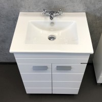 Тумба с раковиной Comfortу Модена, 60 см, напольная, белый матовый, раковина Quadro белая, 00-00001642 (00-00001642CF)
