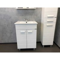 Тумба с раковиной Comfortу Модена, 60 см, напольная, белый матовый, раковина Quadro белая, 00-00001642 (00-00001642CF)